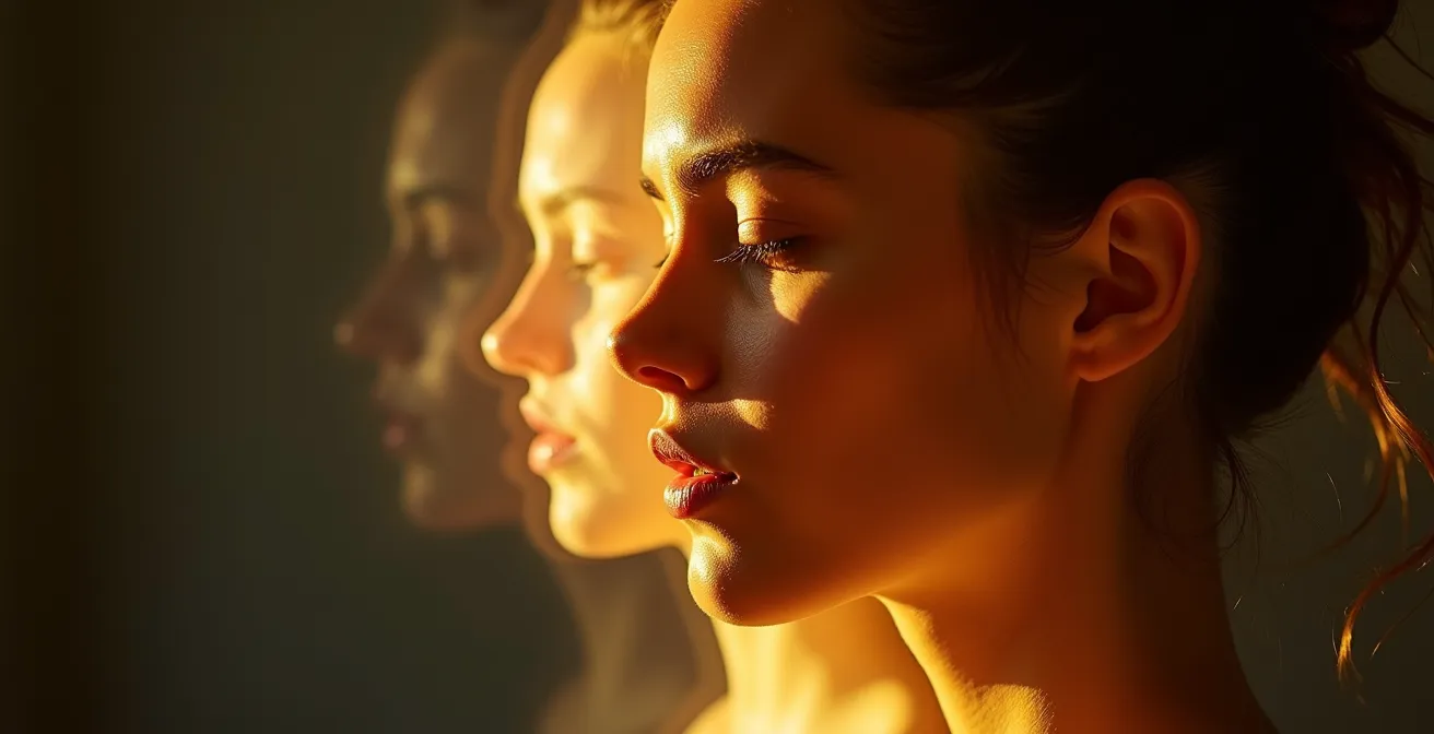 Représentation symbolique du cerveau en état d'hypnose avec zones de modulation de la douleur