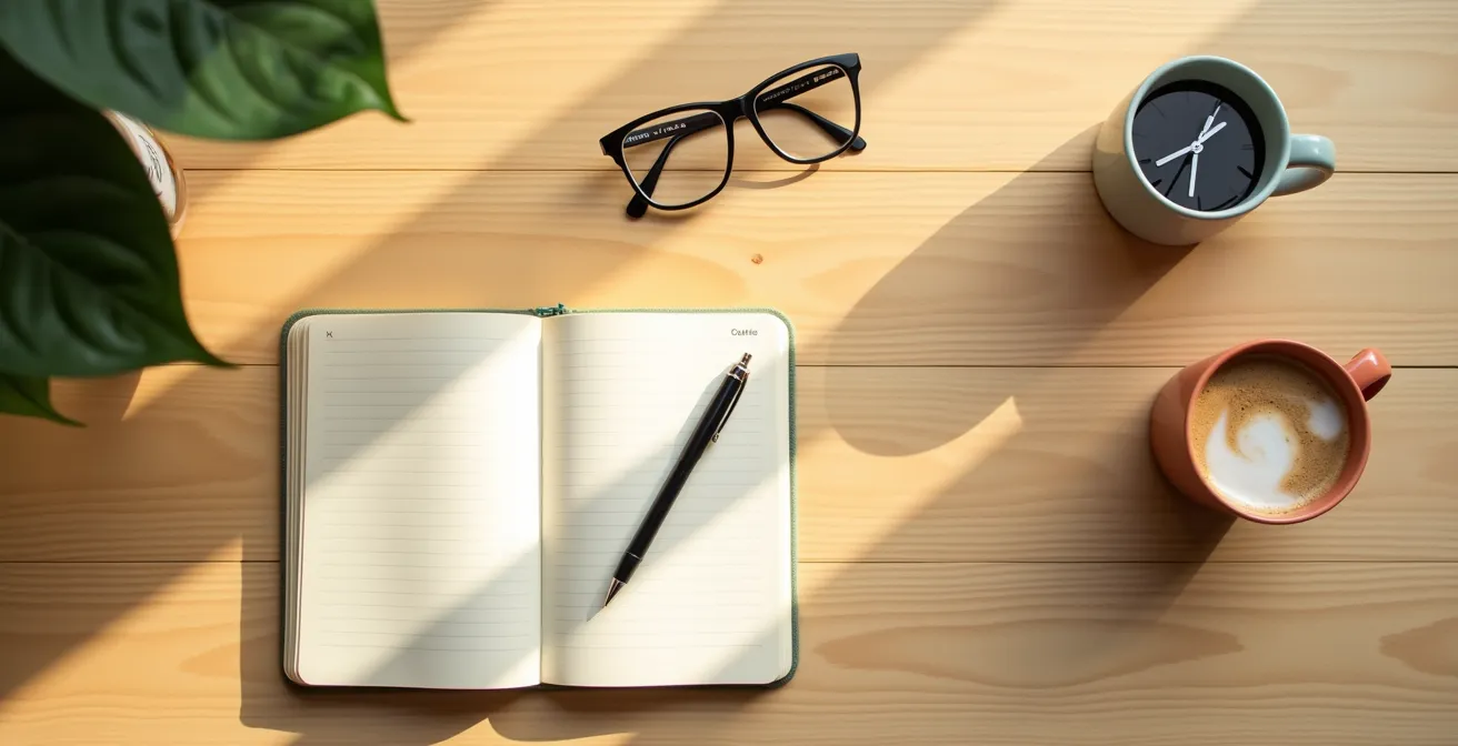 Environnement épuré suggérant une routine matinale transformatrice