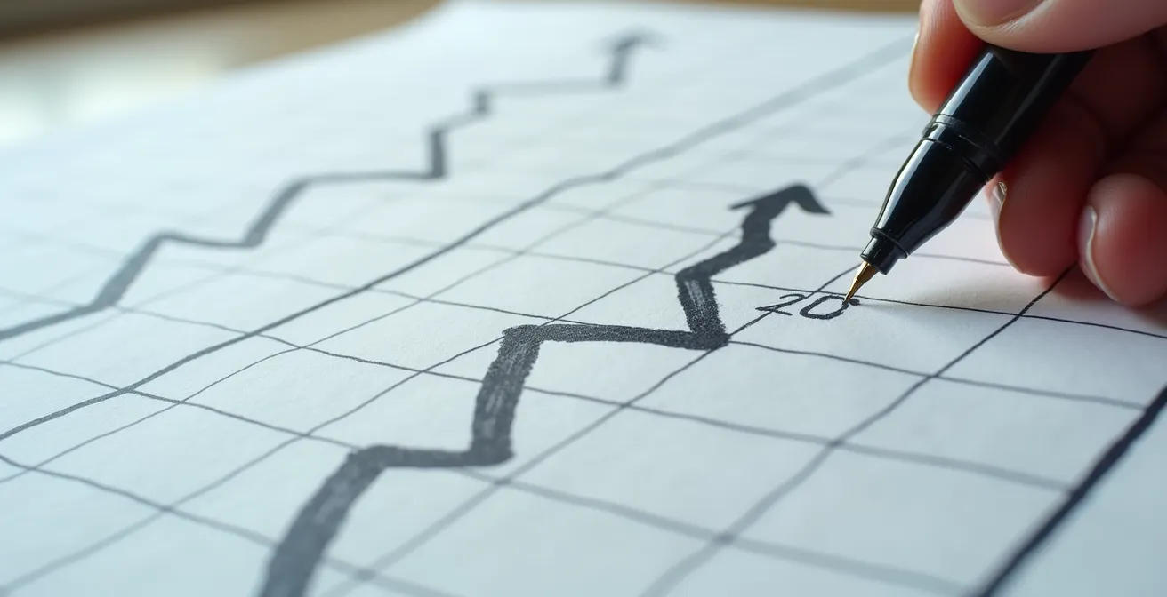 Vue macro d'un carnet manuscrit avec graphiques dessinés à la main et stylo posé